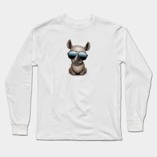 Cute Baby Rhino Wearing Sunglasses Long Sleeve T-Shirt